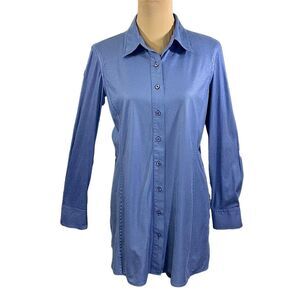 Chico’s Tunic Shirt Size 1 Size 8 Medium Blue Long Sleeve